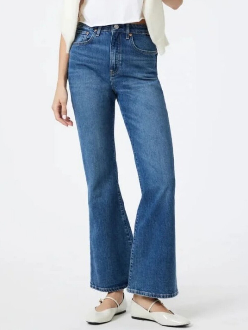 MAVI all Blue High-Rise Flared 70s Jeans Medium Wash Denim